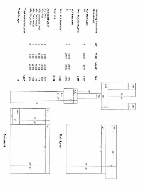 Measurements of house, pier and boat slip