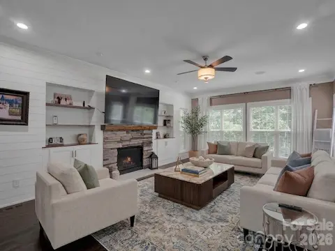 Living room virtually staged with AI-generated furniture