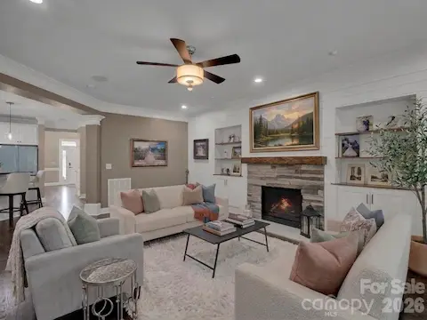 Living room virtually staged with AI-generated furniture