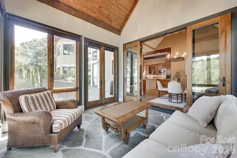 3-season room with French doors to inside the home and out to the veranda