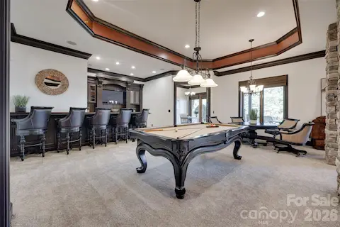 Lower level wet-bar, billiards and game area